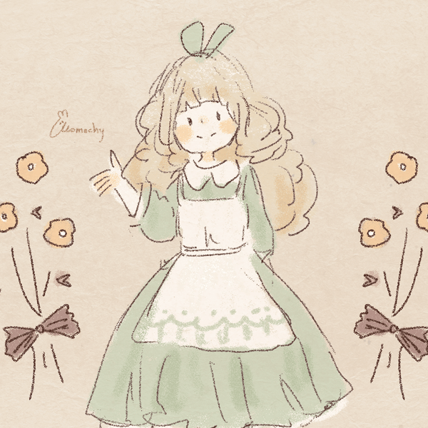 フリーアイコン＊菜の花とロングの女の子のイラスト