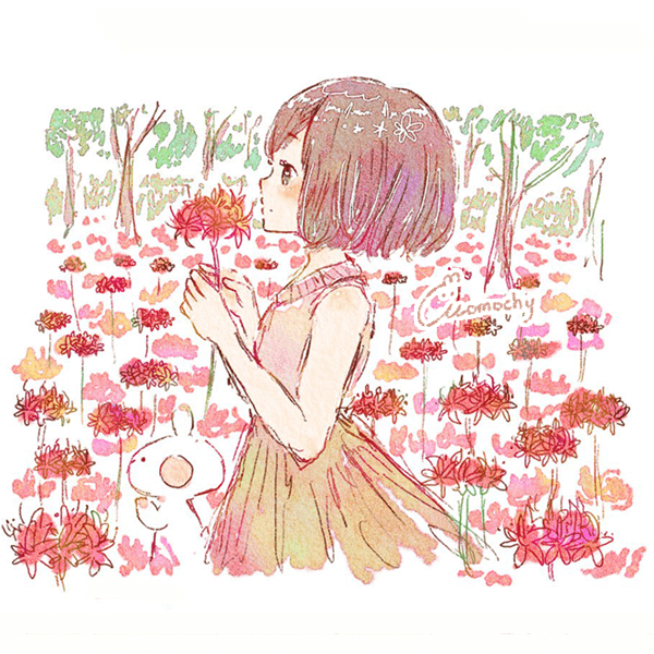 フリーアイコン＊蓮の花(ハス)と女の子のイラスト