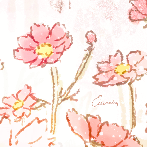 フリーアイコン コスモス 秋桜 と女の子のイラスト Momochyのおうち イラストレーターももちーのwebサイト