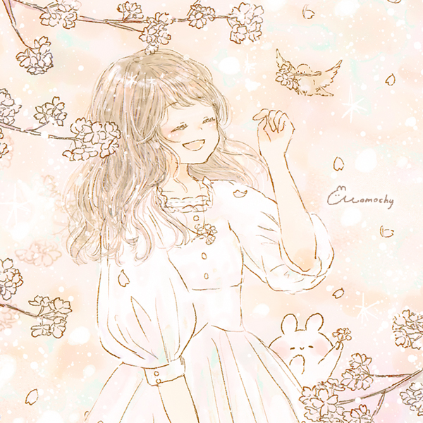 フリーアイコン 桜 ソメイヨシノ と女の子のイラスト Momochyのおうち イラストレーターももちーのwebサイト