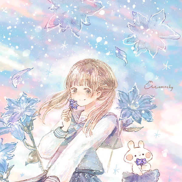 フリーアイコン リンドウとセーラー服の女の子のイラスト Momochyのおうち イラストレーターももちーのwebサイト