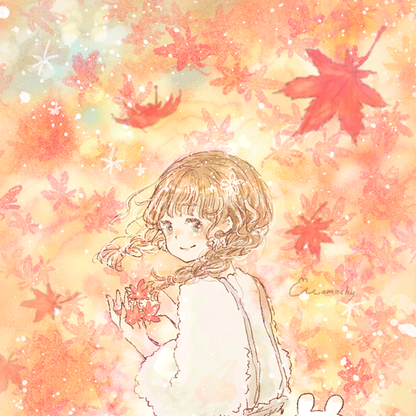 フリーアイコン 紅葉 モミジ と女の子のイラスト Momochyのおうち イラストレーターももちーのwebサイト