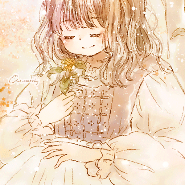 フリーアイコン 金木犀の木と女の子のイラスト Momochyのおうち イラストレーターももちーのwebサイト