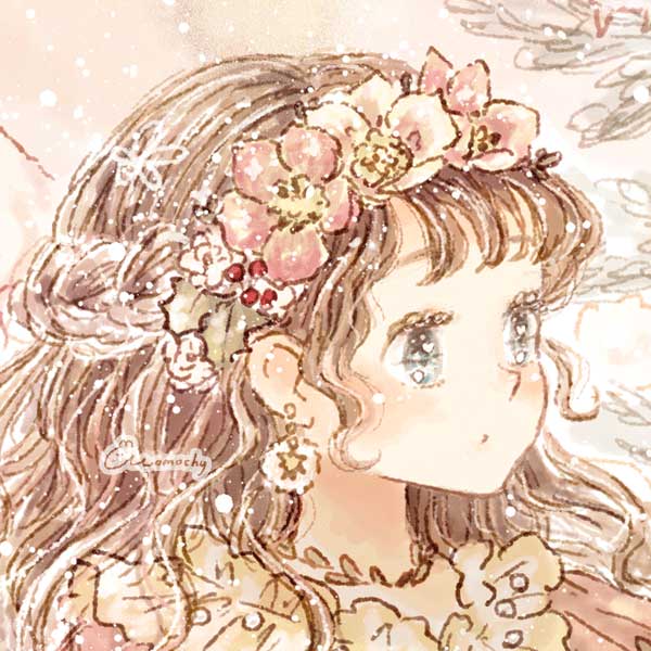 フリーアイコン クリスマスローズと女の子のイラスト Momochyのおうち イラストレーターももちーのwebサイト