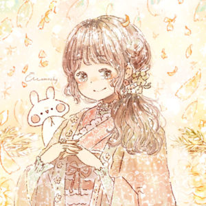 フリーアイコン＊桜(ソメイヨシノ)と女の子のイラスト