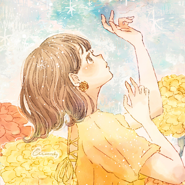 フリーアイコン＊マリーゴールドの花と女の子のイラスト