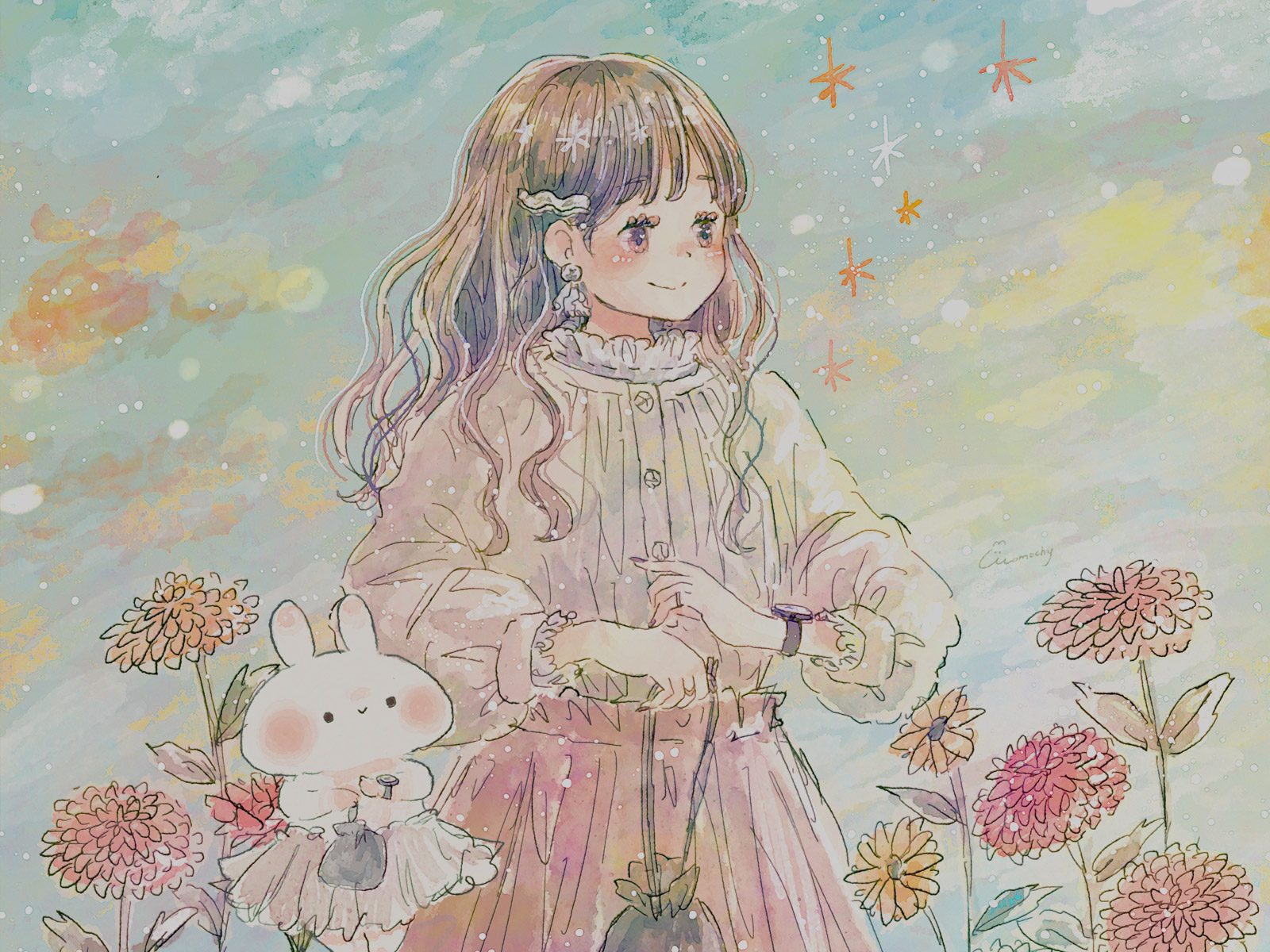 パソコンのデスクトップ画像 壁紙に使える ダリアのイラスト Momochyのおうち イラストレーターももちーのwebサイト