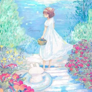 フリーアイコン＊チューリップと女の子のイラスト