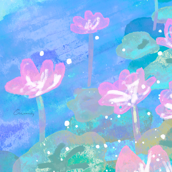 フリーアイコン 蓮の花 ハス と女の子のイラスト Momochyのおうち イラストレーターももちーのwebサイト