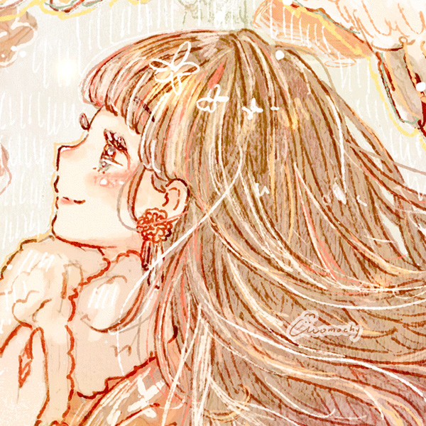 フリーアイコン＊鶴と女の子と菊