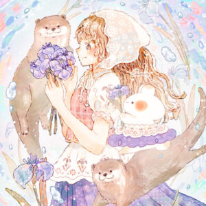 【2019年 亥年】おしゃれで可愛い❁年賀状デザイン無料配布＊7 うさぎとイノシシ柄(横)